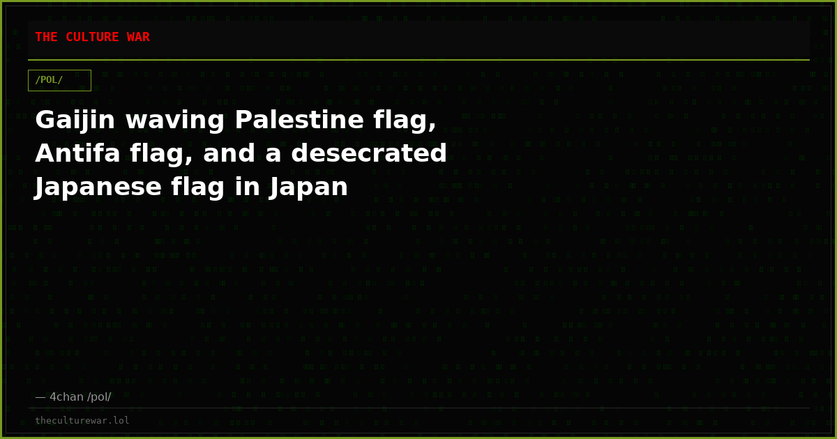 Gaijin waving Palestine flag, Antifa flag, and a desecrated Japanese flag in Japan