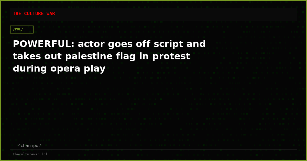 POWERFUL: actor goes off script and takes out palestine flag in protest during opera play