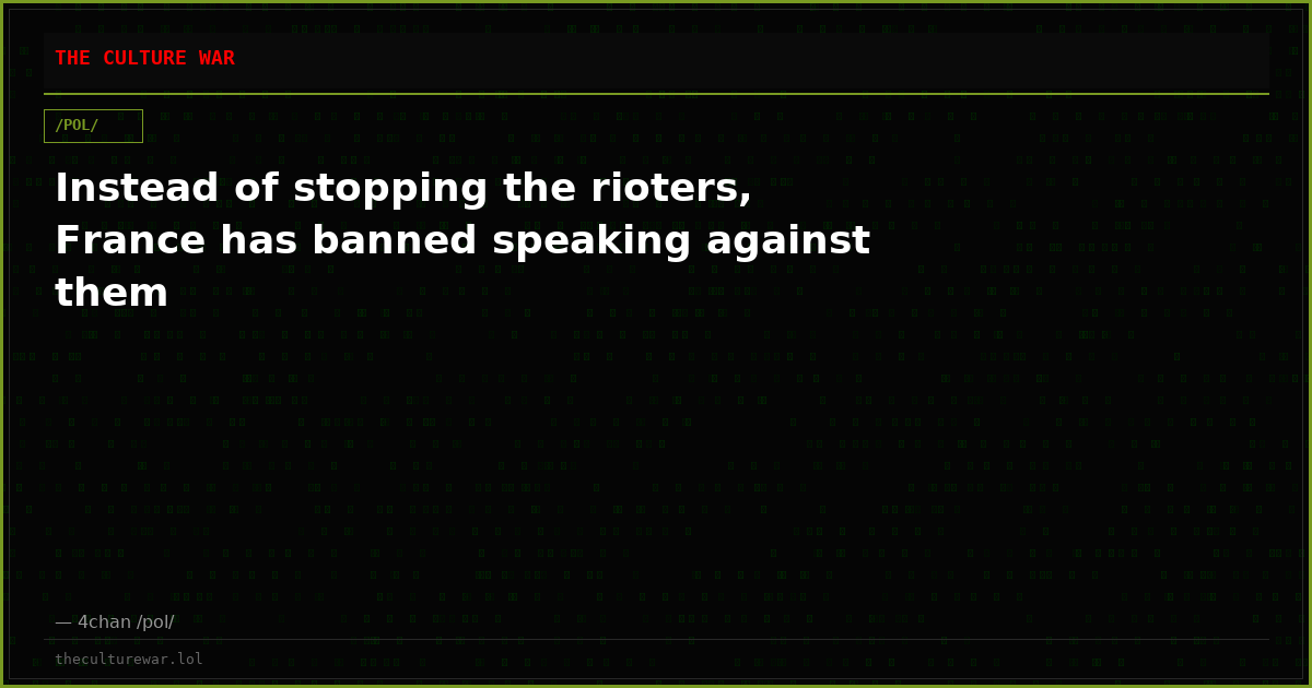 Instead of stopping the rioters, France has banned speaking against them