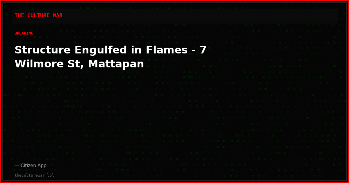 Structure Engulfed in Flames - 7 Wilmore St, Mattapan