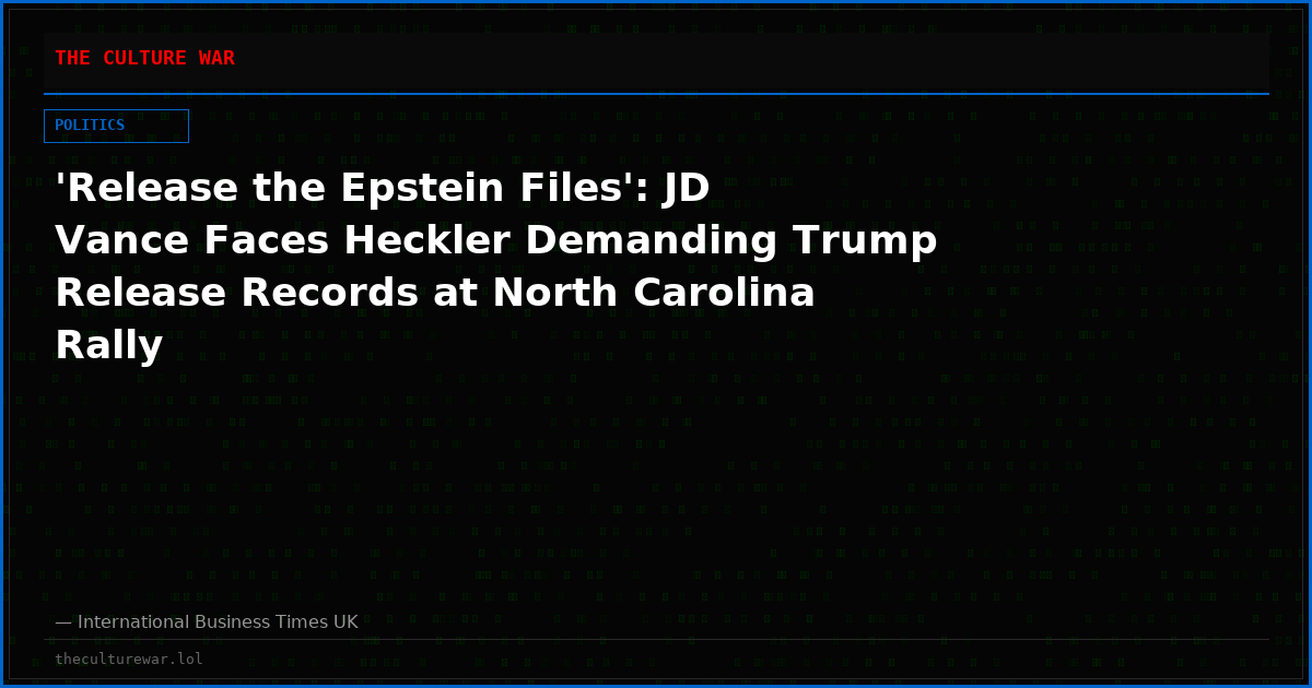 'Release the Epstein Files': JD Vance Faces Heckler Demanding Trump Release Records at North Carolina Rally