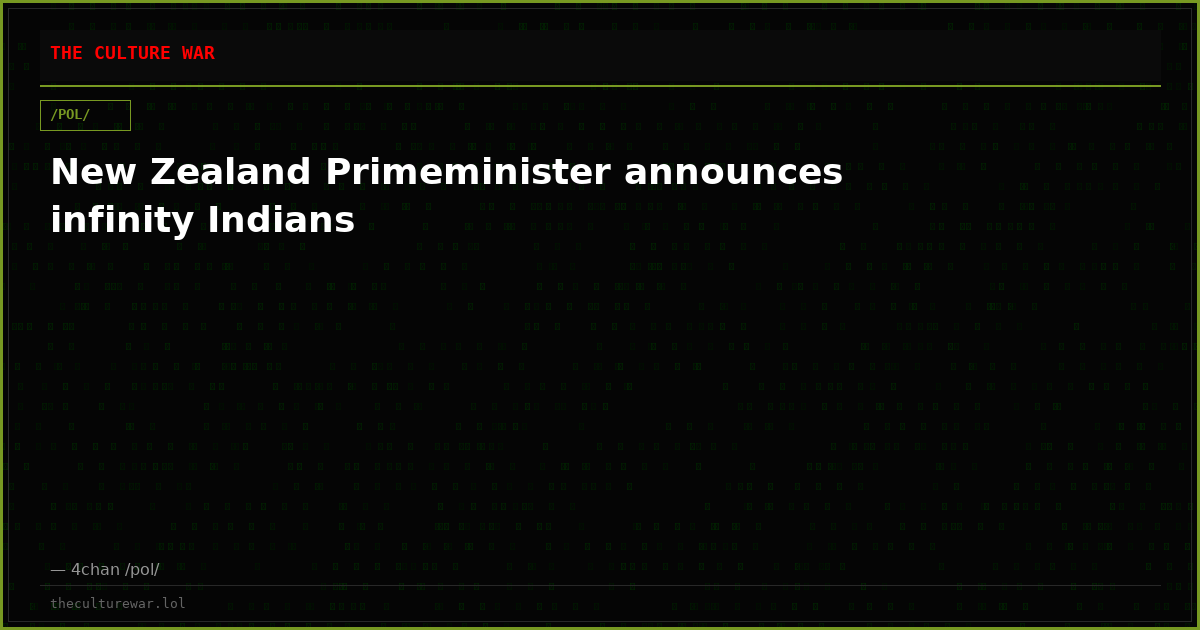 New Zealand Primeminister announces infinity Indians