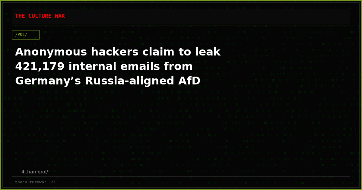 Anonymous hackers claim to leak 421,179 internal emails from Germany’s Russia-aligned AfD