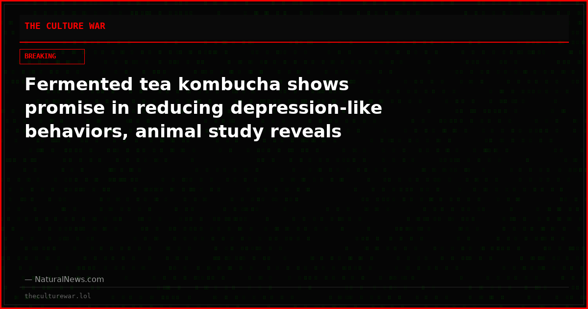 Fermented tea kombucha shows promise in reducing depression-like behaviors, animal study reveals