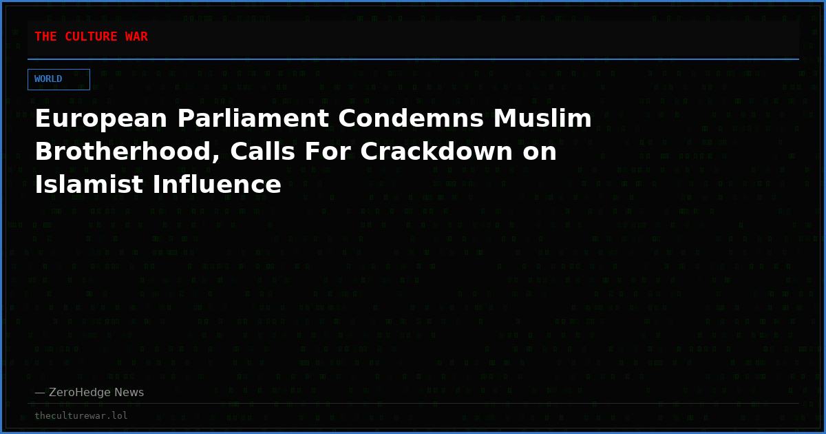 European Parliament Condemns Muslim Brotherhood, Calls For Crackdown on Islamist Influence