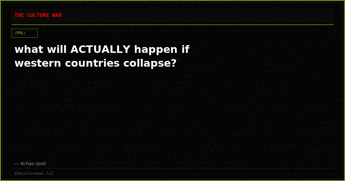 what will ACTUALLY happen if western countries collapse?