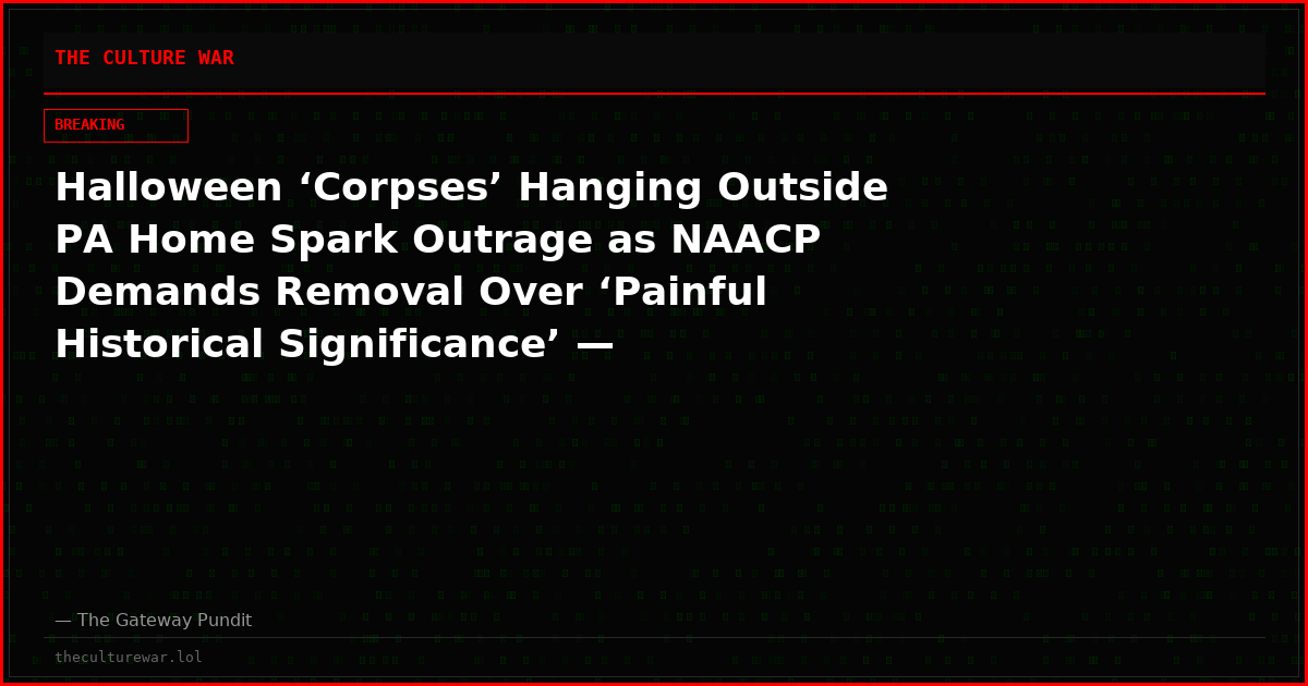 Halloween ‘Corpses’ Hanging Outside PA Home Spark Outrage as NAACP Demands Removal Over ‘Painful Historical Significance’ — Homeowner Refuses to Back Down