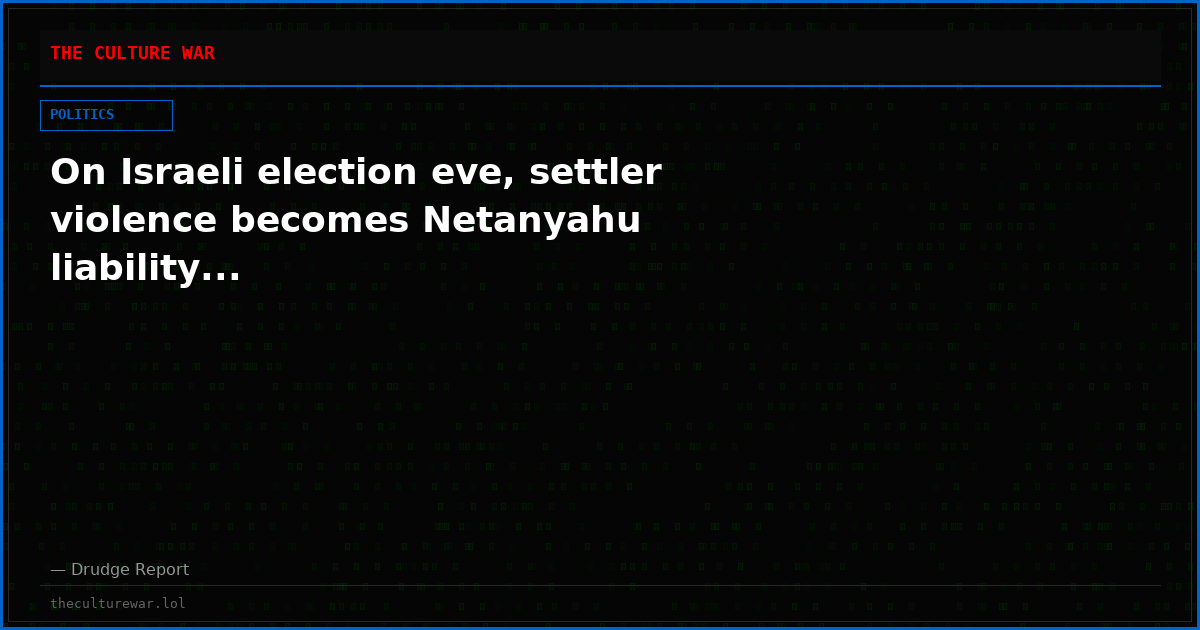 On Israeli election eve, settler violence becomes Netanyahu liability...