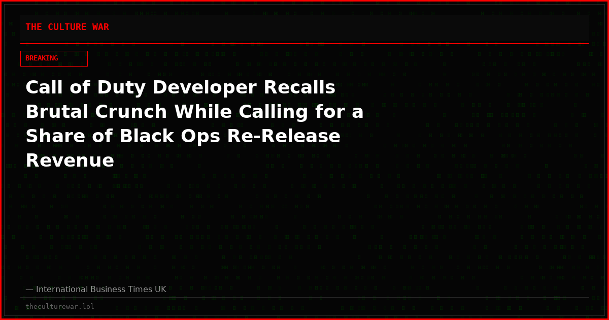 Call of Duty Developer Recalls Brutal Crunch While Calling for a Share of Black Ops Re-Release Revenue