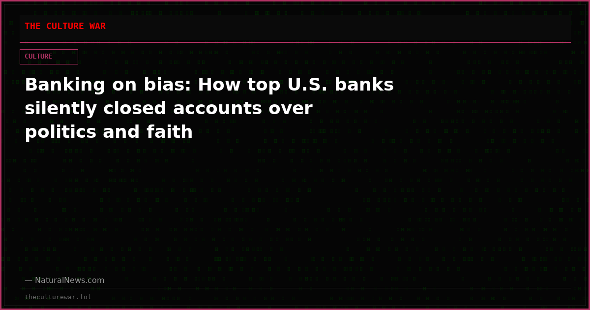 Banking on bias: How top U.S. banks silently closed accounts over politics and faith