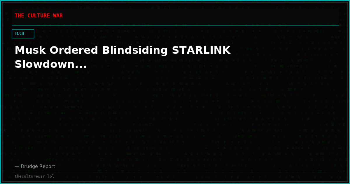 Musk Ordered Blindsiding STARLINK Slowdown...