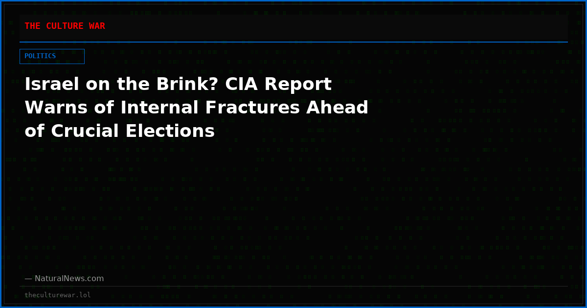 Israel on the Brink? CIA Report Warns of Internal Fractures Ahead of Crucial Elections