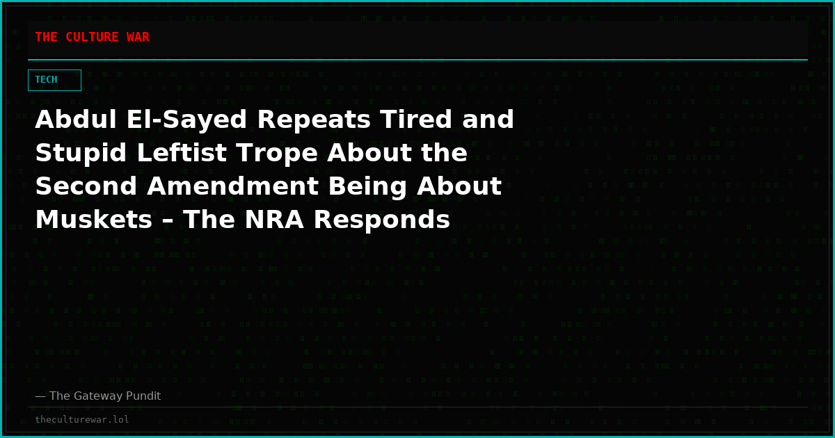 Abdul El-Sayed Repeats Tired and Stupid Leftist Trope About the Second Amendment Being About Muskets – The NRA Responds Hilariously