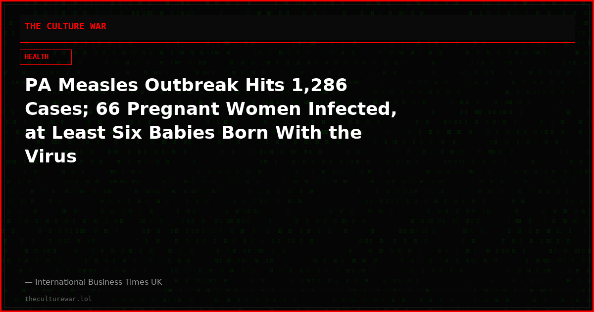 PA Measles Outbreak Hits 1,286 Cases; 66 Pregnant Women Infected, at Least Six Babies Born With the Virus