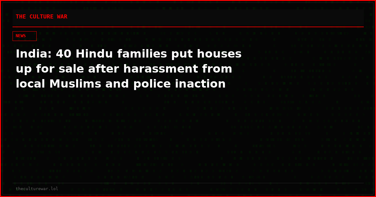 India: 40 Hindu families put houses up for sale after harassment from local Muslims and police inaction