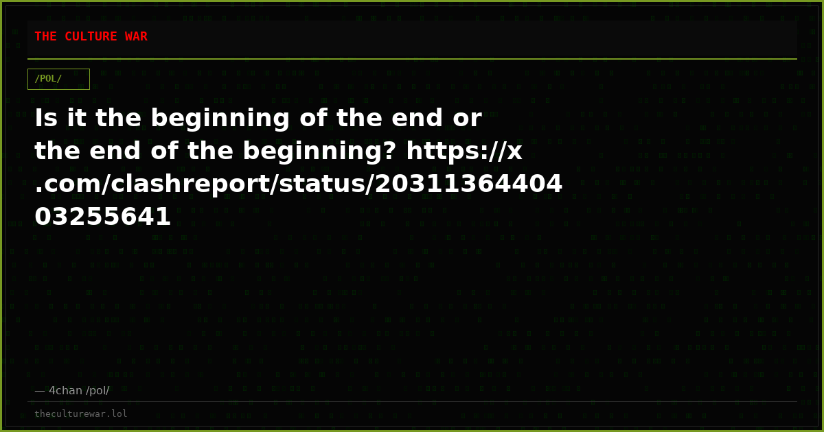 Is it the beginning of the end or the end of the beginning? https://x.com/clashreport/status/2031136440403255641