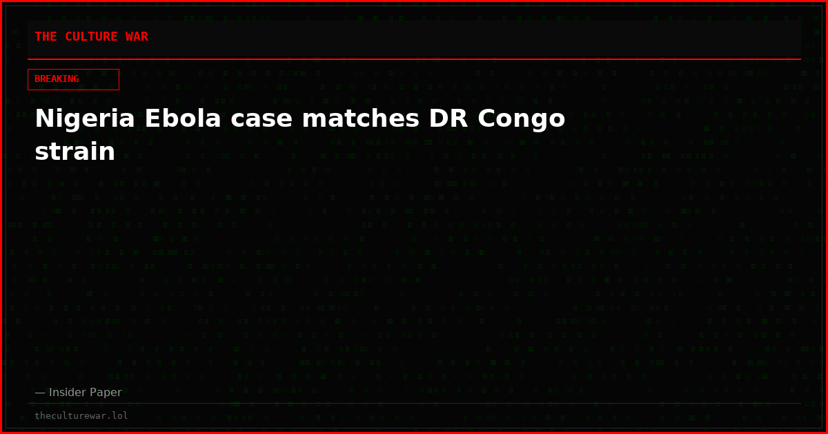 Nigeria Ebola case matches DR Congo strain