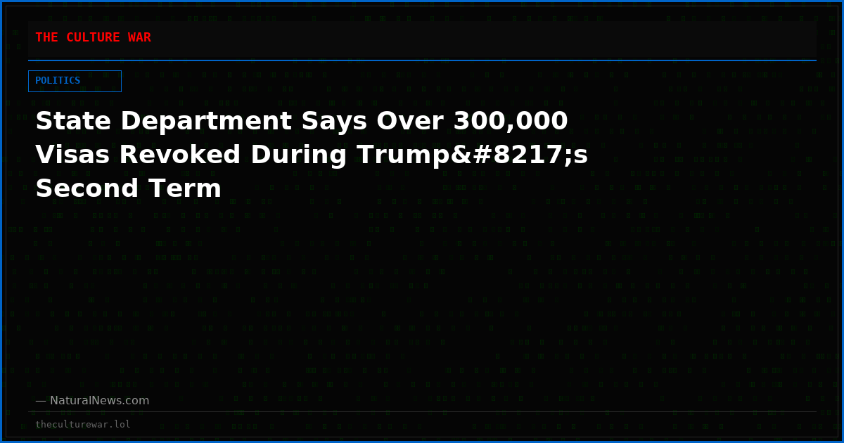 State Department Says Over 300,000 Visas Revoked During Trump’s Second Term