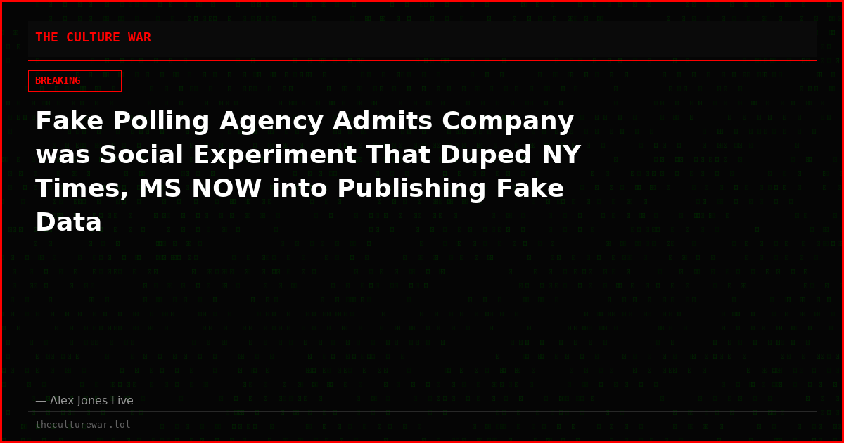 Fake Polling Agency Admits Company was Social Experiment That Duped NY Times, MS NOW into Publishing Fake Data