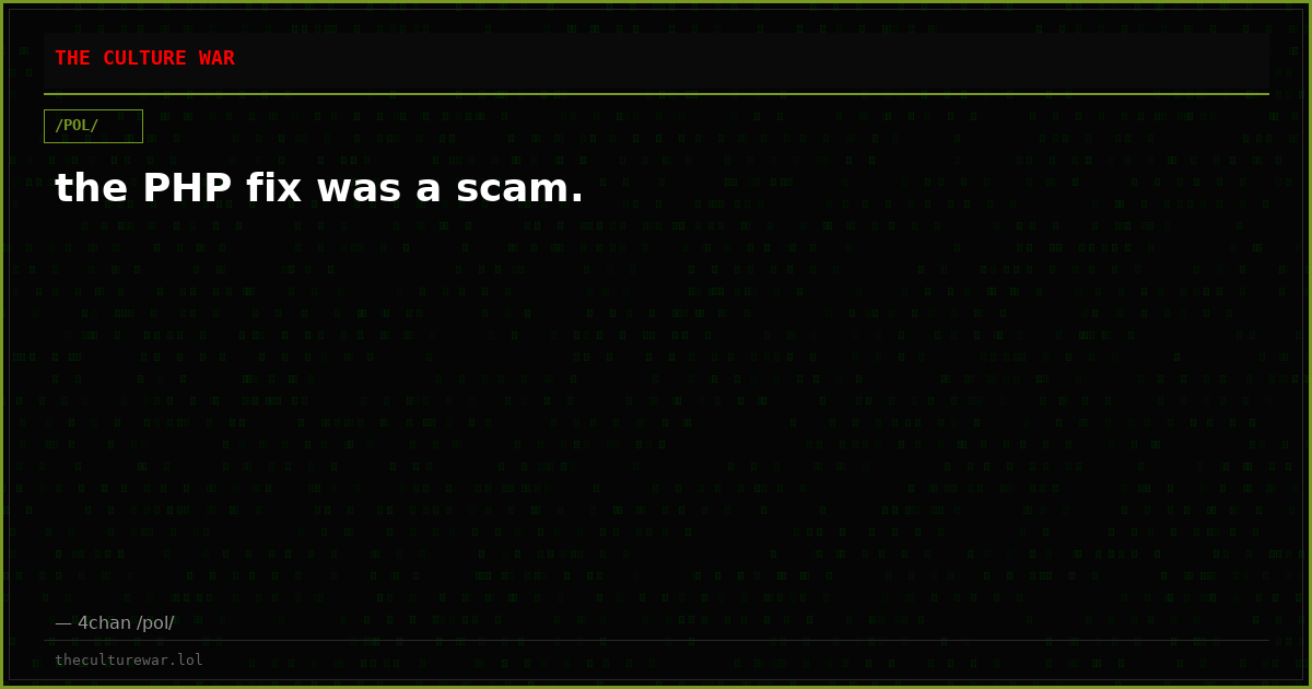 the PHP fix was a scam.