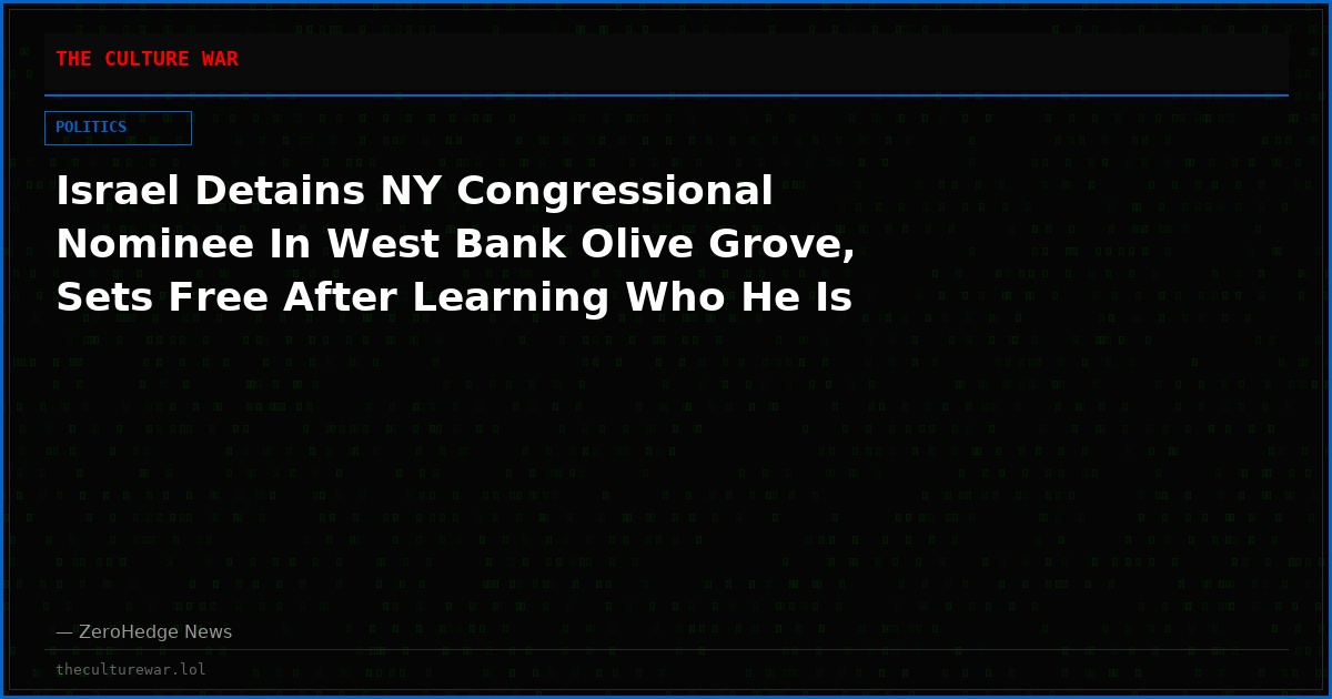 Israel Detains NY Congressional Nominee In West Bank Olive Grove, Sets Free After Learning Who He Is