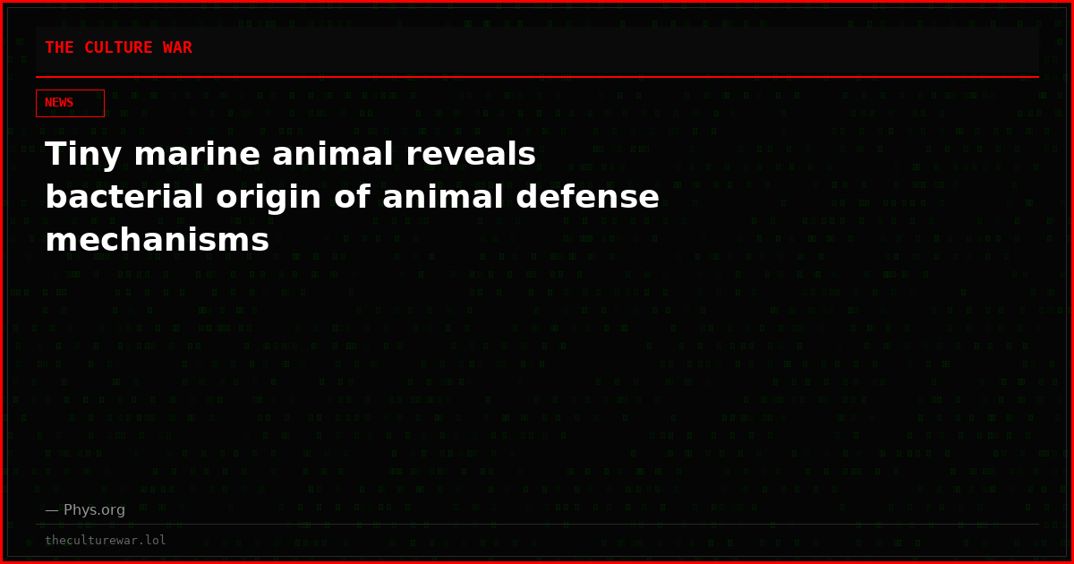 Tiny marine animal reveals bacterial origin of animal defense mechanisms