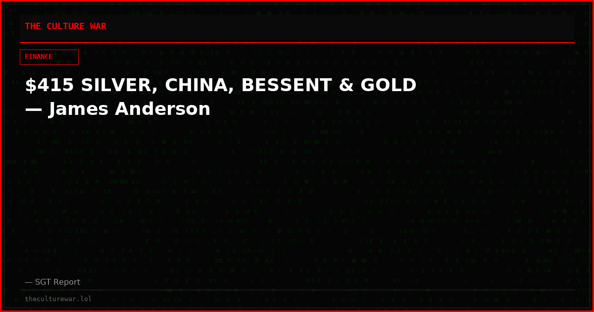 $415 SILVER, CHINA, BESSENT & GOLD — James Anderson