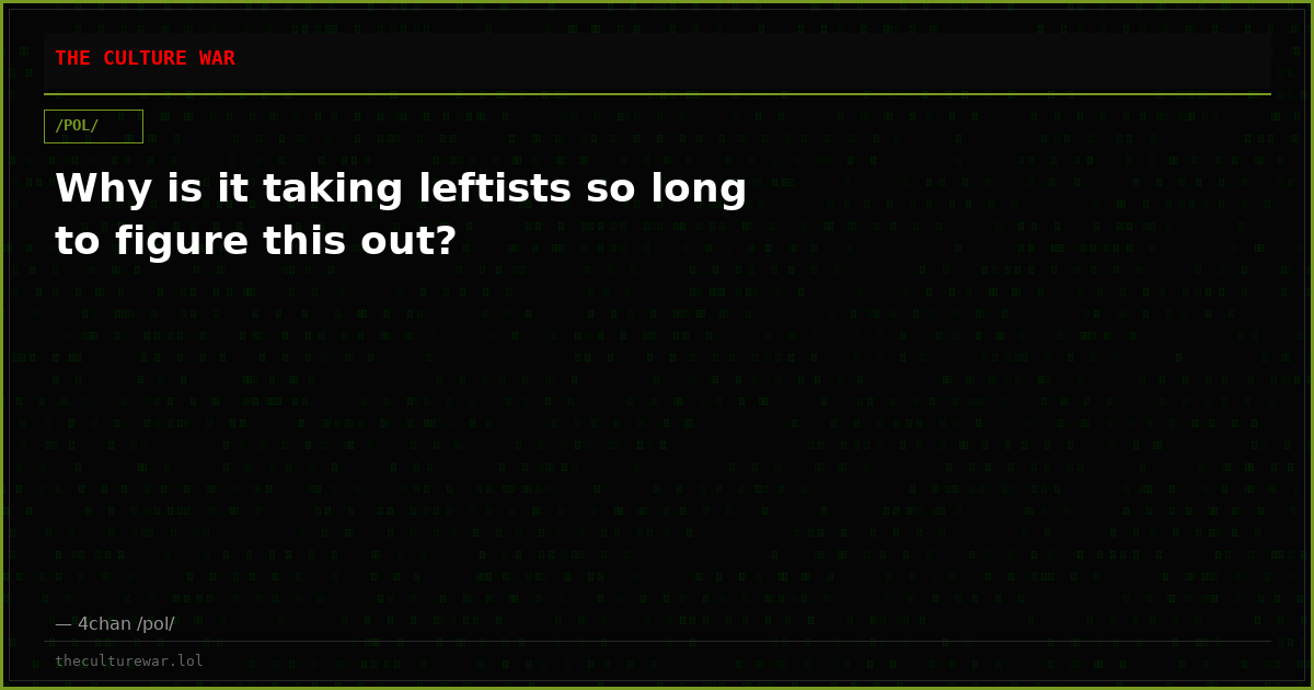 Why is it taking leftists so long to figure this out?