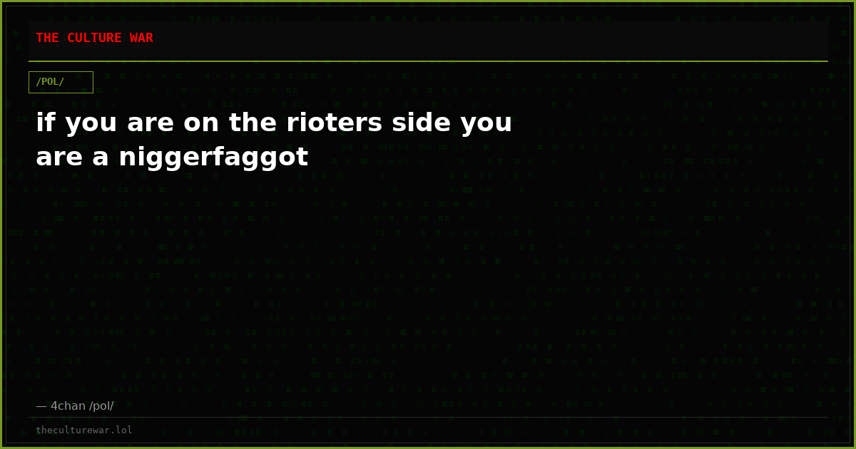 if you are on the rioters side you are a niggerfaggot
