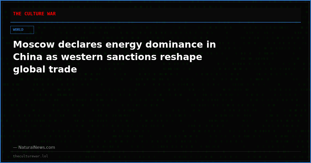 Moscow declares energy dominance in China as western sanctions reshape global trade