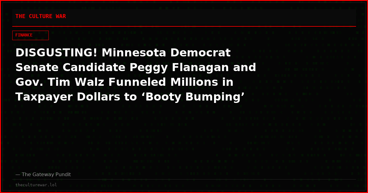 DISGUSTING! Minnesota Democrat Senate Candidate Peggy Flanagan and Gov. Tim Walz Funneled Millions in Taxpayer Dollars to ‘Booty Bumping’ Kits That Help Junkies Shove Heroin, Meth, and Ketamine Up Their Buttholes