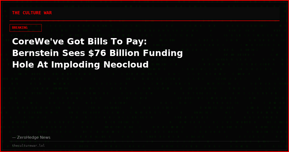 CoreWe've Got Bills To Pay: Bernstein Sees $76 Billion Funding Hole At Imploding Neocloud