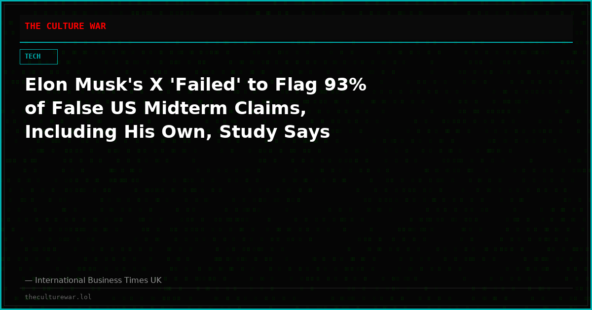 Elon Musk's X 'Failed' to Flag 93% of False US Midterm Claims, Including His Own, Study Says