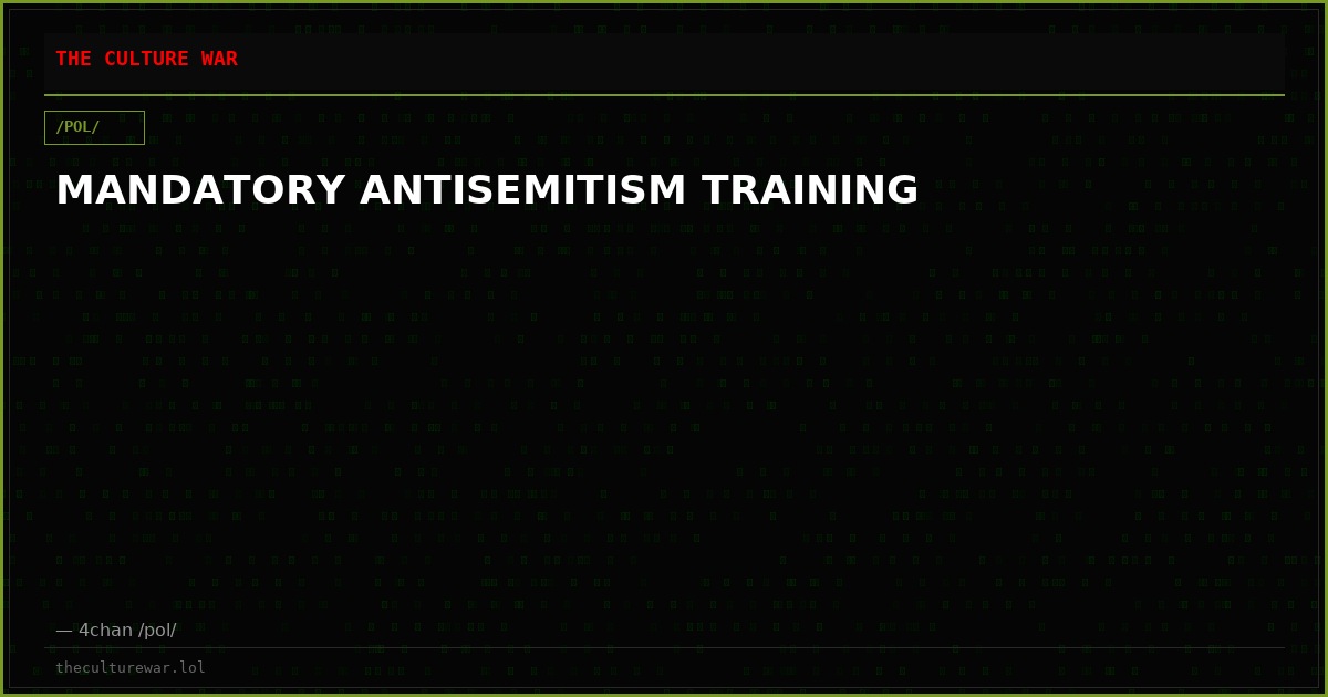 MANDATORY ANTISEMITISM TRAINING