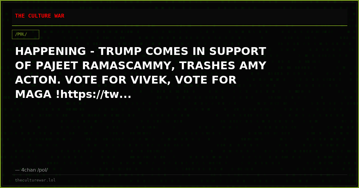 HAPPENING - TRUMP COMES IN SUPPORT OF PAJEET RAMASCAMMY, TRASHES AMY ACTON. VOTE FOR VIVEK, VOTE FOR MAGA !https://tw...