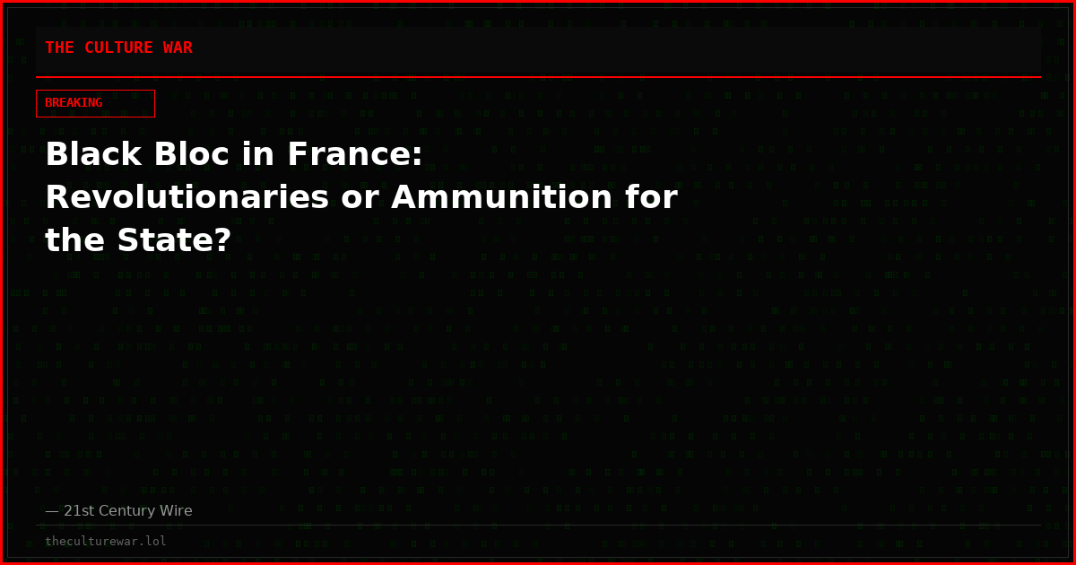 Black Bloc in France:  Revolutionaries or Ammunition for the State?