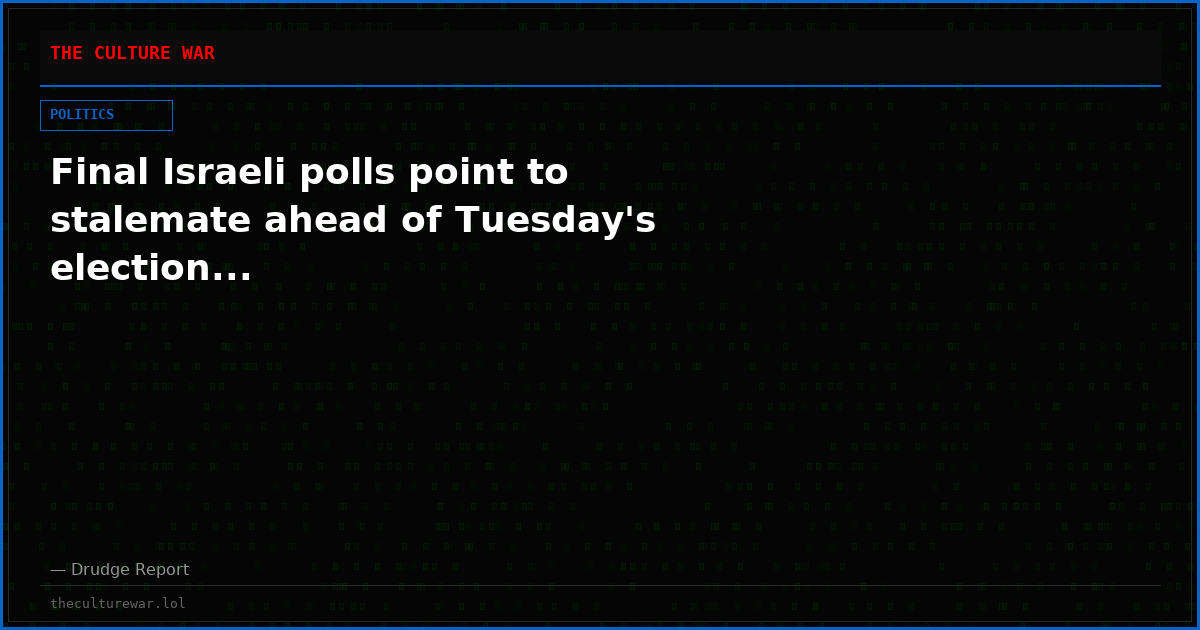 Final Israeli polls point to stalemate ahead of Tuesday's election...