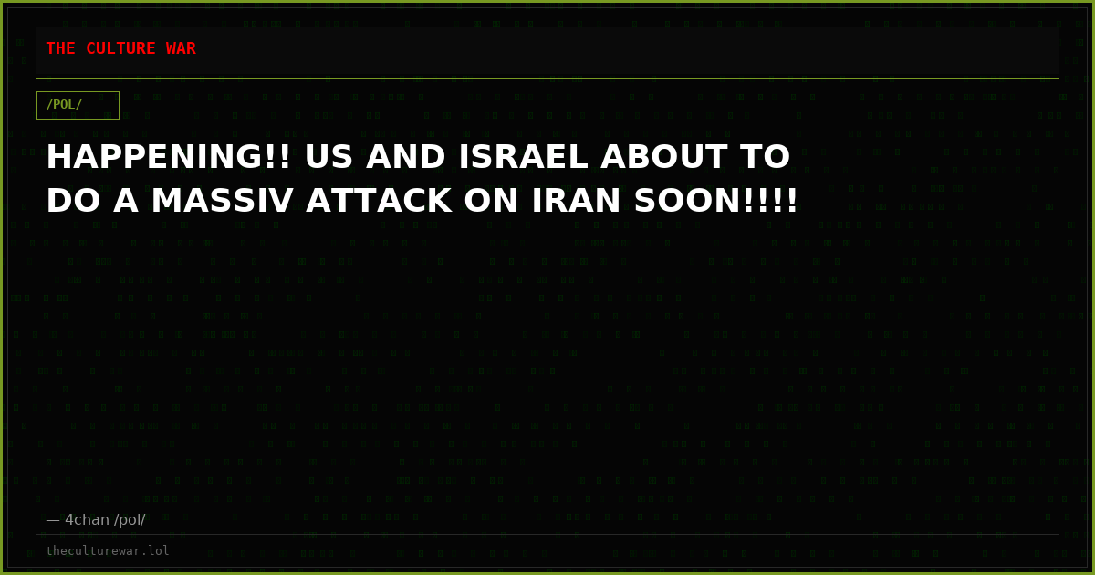 HAPPENING!! US AND ISRAEL ABOUT TO DO A MASSIV ATTACK ON IRAN SOON!!!!