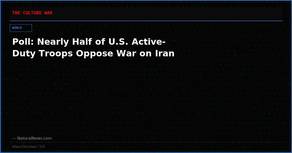 Poll: Nearly Half of U.S. Active-Duty Troops Oppose War on Iran