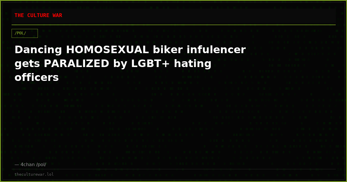 Dancing HOMOSEXUAL biker infulencer gets PARALIZED by LGBT+ hating officers