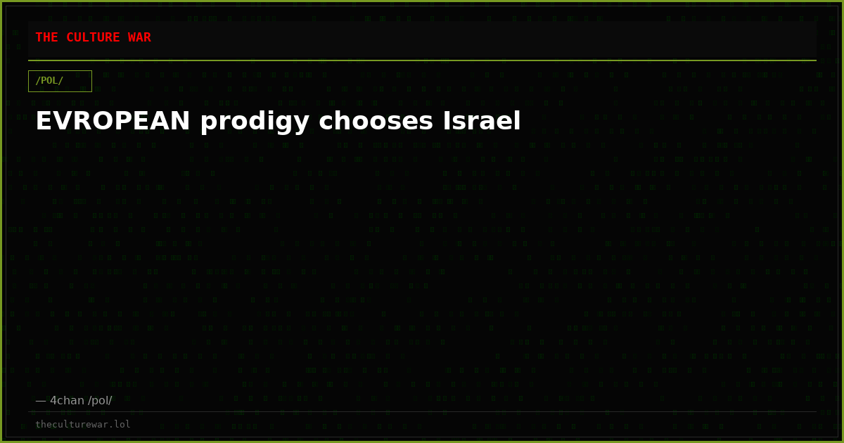 EVROPEAN prodigy chooses Israel