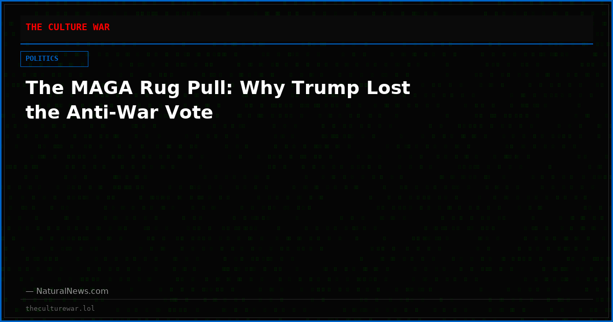 The MAGA Rug Pull: Why Trump Lost the Anti-War Vote