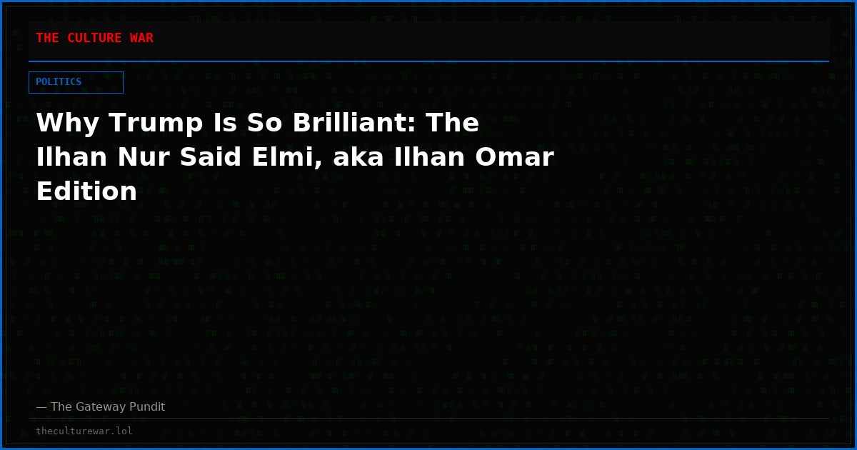 Why Trump Is So Brilliant: The Ilhan Nur Said Elmi, aka Ilhan Omar Edition