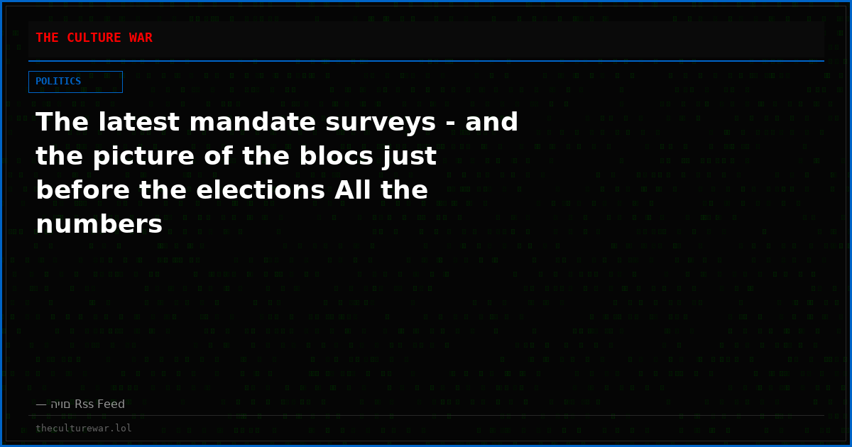 The latest mandate surveys - and the picture of the blocs just before the elections All the numbers