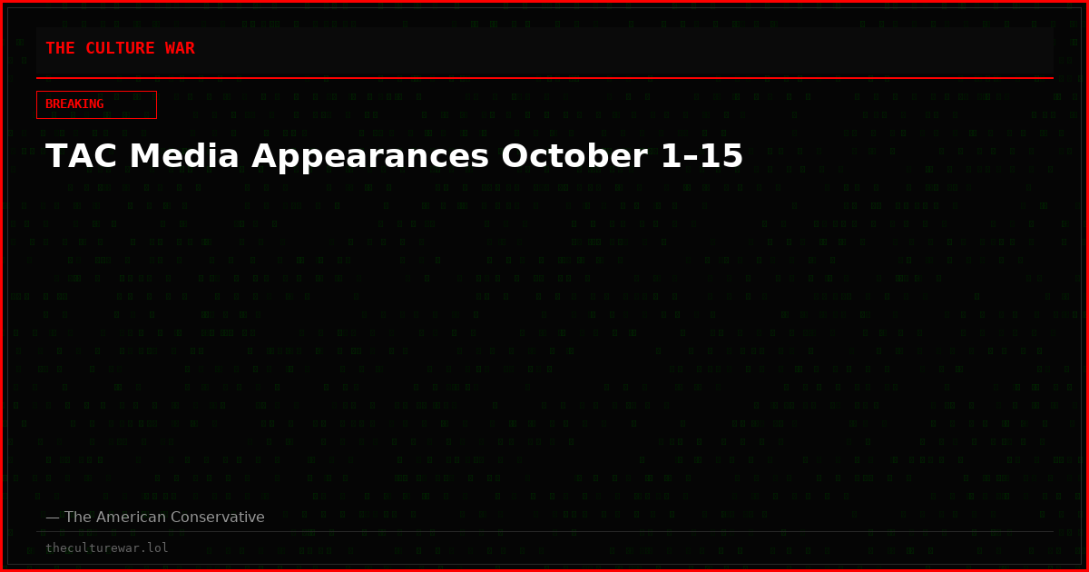 TAC Media Appearances October 1–15