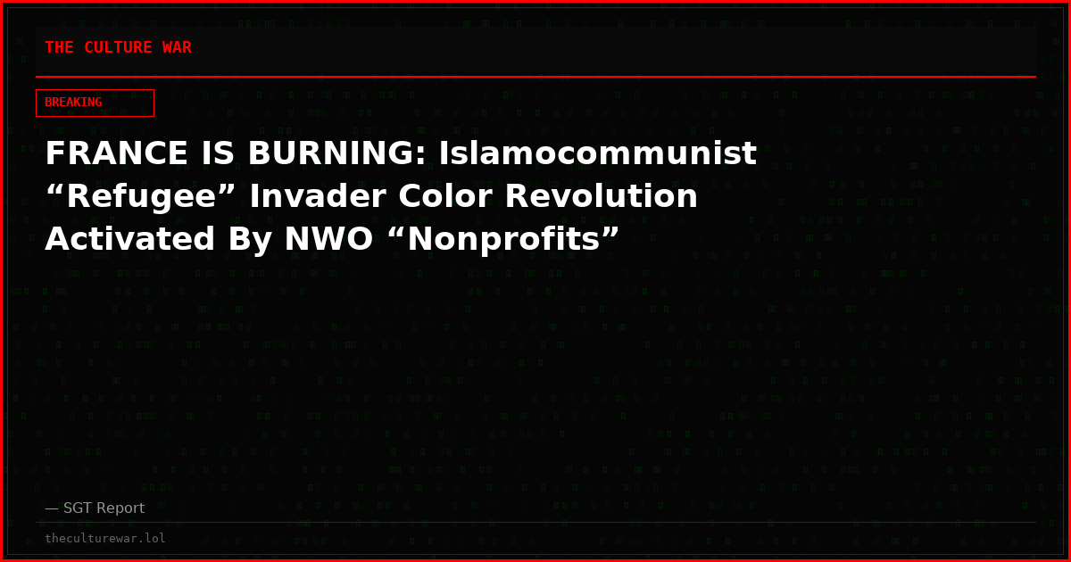 FRANCE IS BURNING: Islamocommunist “Refugee” Invader Color Revolution Activated By NWO “Nonprofits”