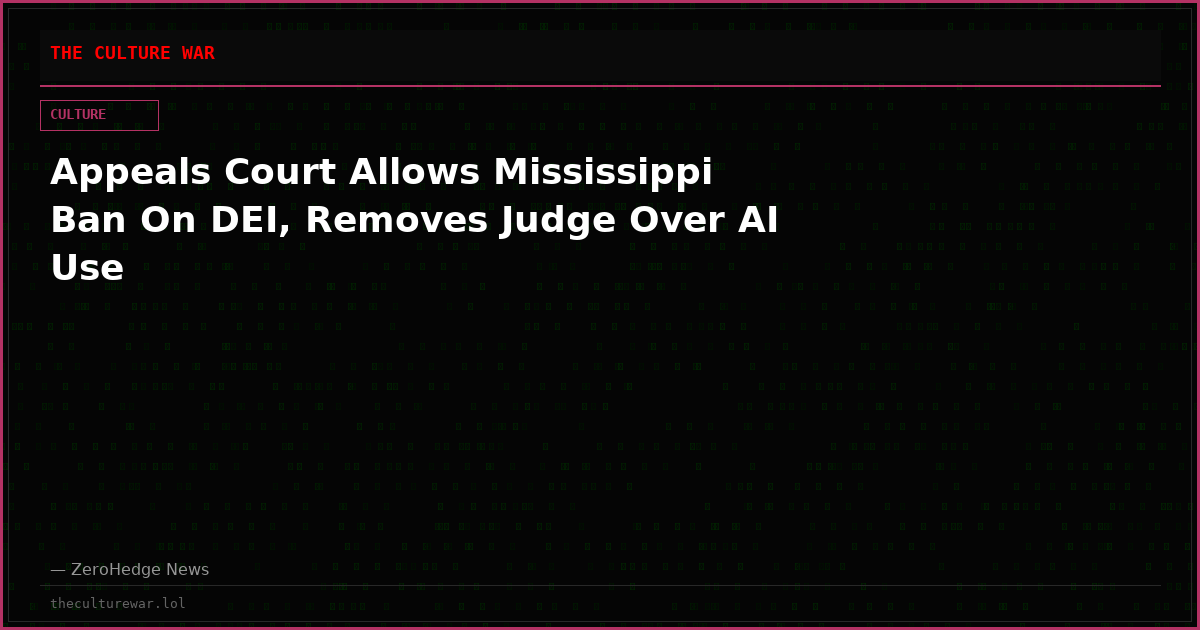 Appeals Court Allows Mississippi Ban On DEI, Removes Judge Over AI Use