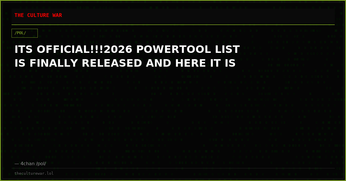 ITS OFFICIAL!!!2026 POWERTOOL LIST IS FINALLY RELEASED AND HERE IT IS