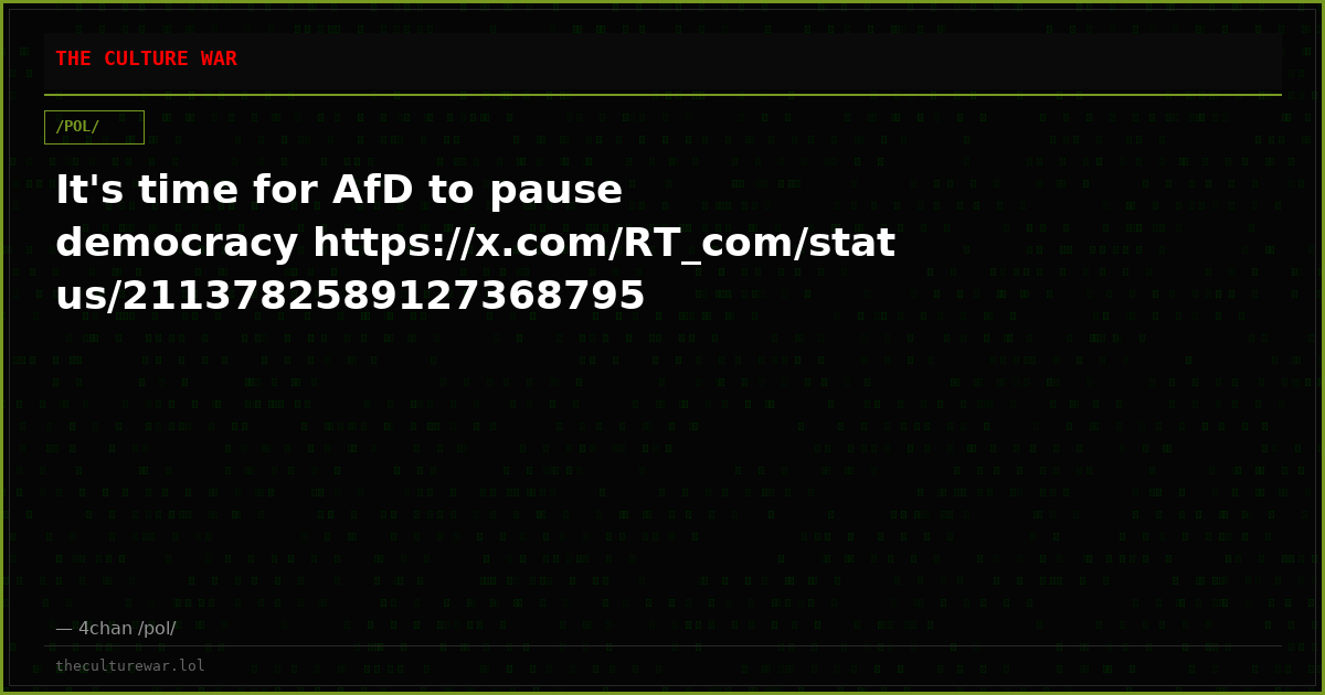 It's time for AfD to pause democracy https://x.com/RT_com/status/2113782589127368795
