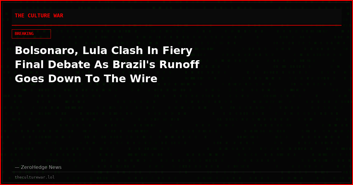 Bolsonaro, Lula Clash In Fiery Final Debate As Brazil's Runoff Goes Down To The Wire